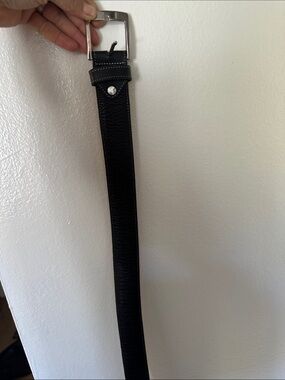 MEXICANA Black Leather Men’s Belt with Silver Buckle